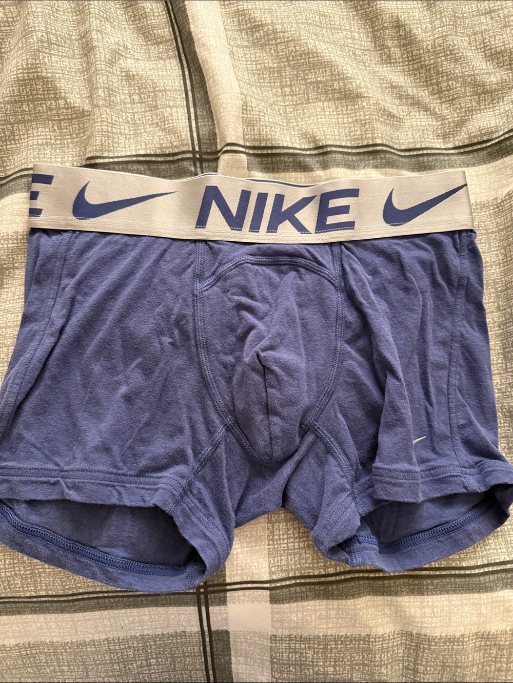 Nike Men’s Navy Boxer Briefs with Gray Logo Waistband